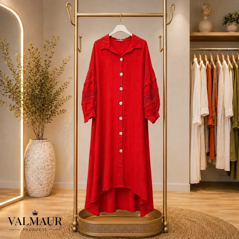 Valmaur Products Italian Luxury 100% Linen High-Low Dress – Made in Italy one size