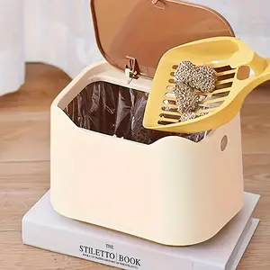 Automatic Cat Litter Trash Can with Odor Control Bags, Durable Plastic Pet Waste Bin for Indoor Cats, Easy Clean Replacement Bags Included