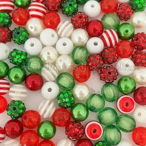 100 Qty 12mm Beads, Christmas Set Beads Craft, Acrylic Beads, Chunky Bubblegum Beads, Round beads, Gumball Beads, Beading Supplies big beads