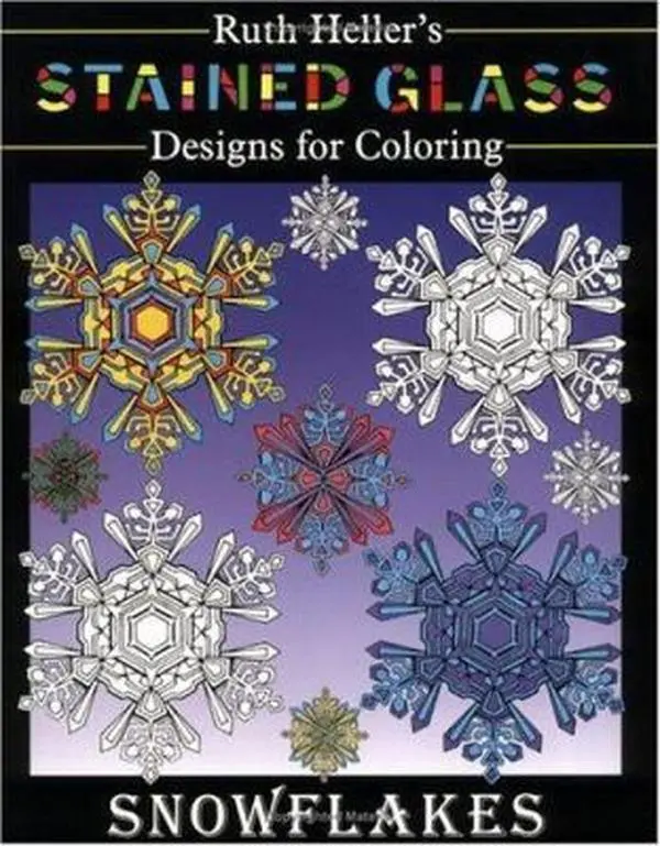 Used Stained Glass Snowflake Coloring Book - Ruth Heller, English Paperback, Art & Illustrations for Winter Wonderland, High-Quality Vellum-Like Paper (School & Educational Office Stationery), Books
