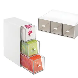 Plastic 3 Drawer Organizer for Cosmetics, Desktop & Vanity Organizers, Nail Polish, Lipsticks, Brushes, Jewelry, Skincare Essentials