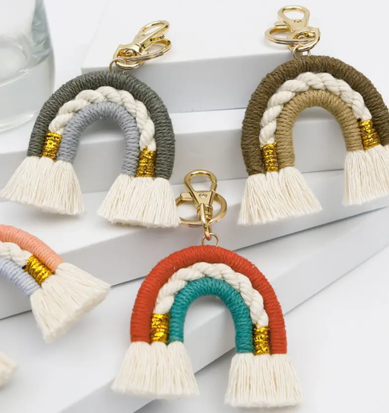 Macrame Rainbow Keychain | 12 Colorways | Tiny Keyring| Bag Accessories | Gift Idea | Handmade |