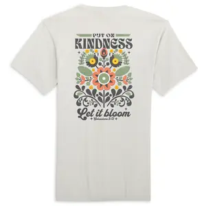 Put On Kindness Women's Tee - Medium Length Fitted Short Sleeve Crew Neck Summer T-Shirt in 100% BCI Cotton