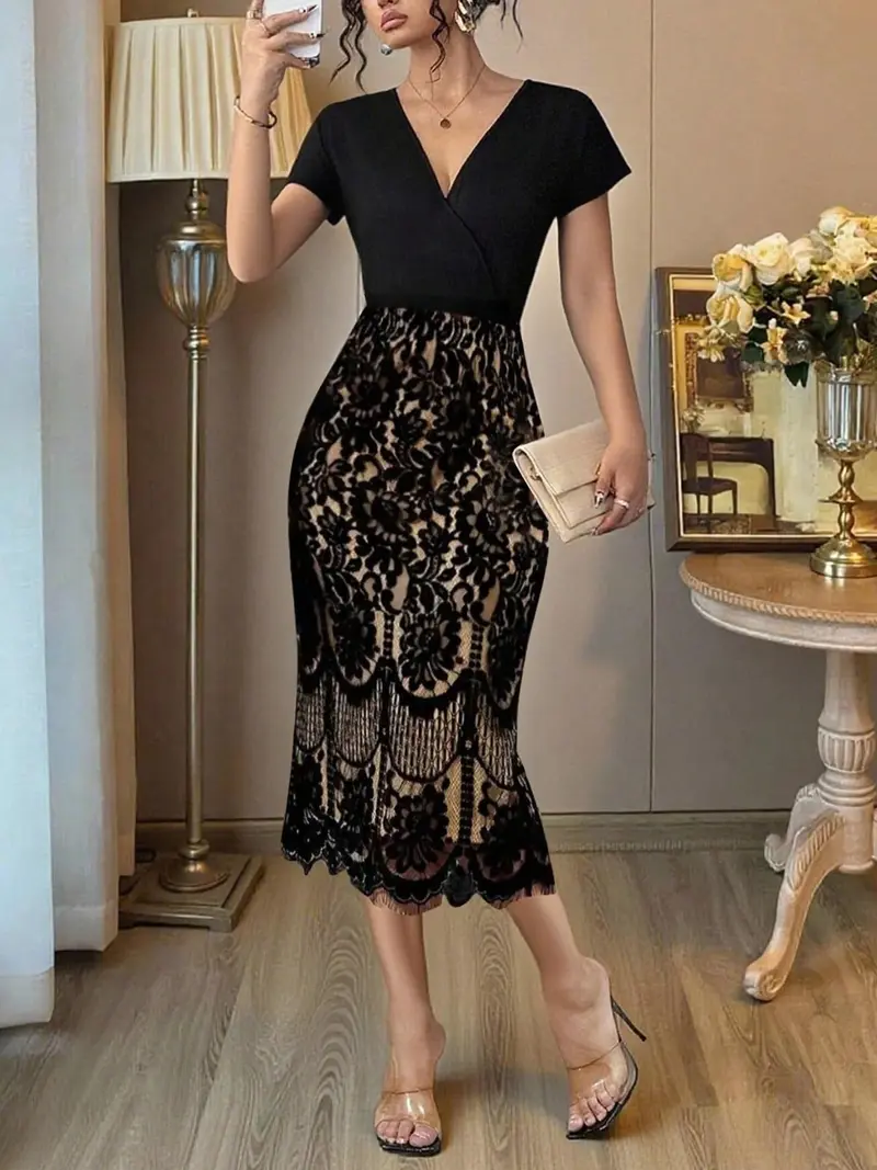 Black lace medi dress for funeral - TikTok Shop