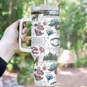 Twilight Inspired 40oz Tumbler – Vampire & Wolf Romance Stainless Steel Cup with Handle, Twilight Saga Bookish Drinkware for Edward & Bella Fans