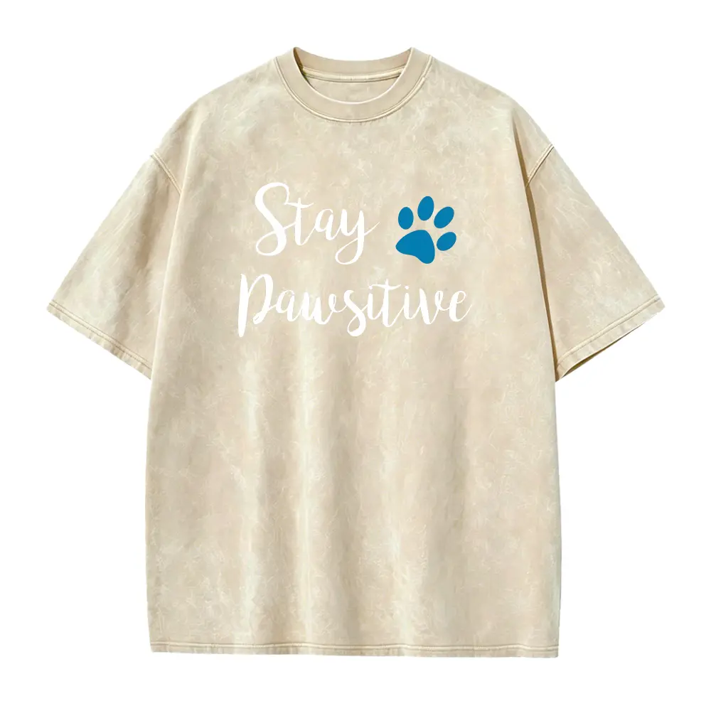 Unisex Crewneck Short Sleeve Cotton T Shirt Stay Pawsitive Paw Print Letter Graphic Casual Tee For Dog Cat Pet Lovers Animal Owners Daily Leisure Outfit Wear
