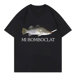 Funny Bomboclat Fish Meme T-shirt High Street Fashion Trend Y2k Short Sleeve T-shirts men Harajuku Vintage Style T Shirts
