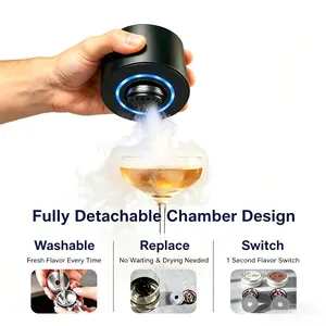 Pockfog Electric Whiskey Cocktail Smoker Kit with Built-in Rechargeable Lighter 6 Premium Wood Chips Portable Drink Smoke Infuser Stylish LED Lighting Holder Perfect Father's Day Gift for Bourbon Whiskey Lovers - Utensils, Kitchen, Wooden