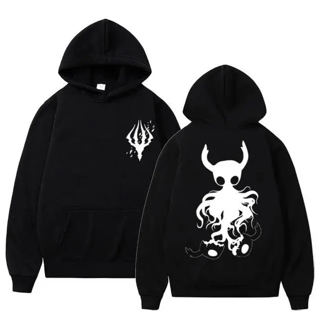 Unisex Hollow Knight Graphic Hoodie - Gothic Game Aesthetic Long Sleeve Tops, Retro Street Wear Piece, Comfortable Everyday Fit Autumn Winter Casual Sweatshirt