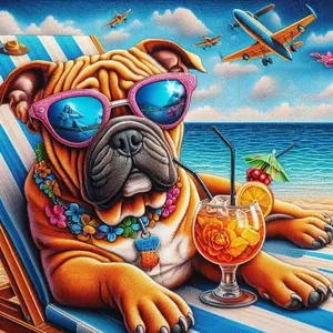 5D DIY Full Diamond Round Diamond Painting - Dogue de Bordeaux Mosaic, Canvas DIY Decorative Painting, Home Wall Decor, Suitable for Halloween and Christmas, Birthday and Anniversary Gifts