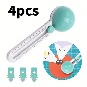 4 Pcs Craft Circle Cutter Set,Including 1 Circular Paper Cutting Tool for Cardstocks and 3 Blades,Ideal for Cutting Various Paper,Christmas Party Gifts,DIY Hand Tools Kits