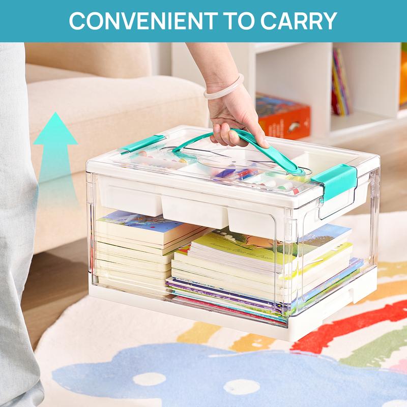 2 Pack  Clear Plastic Craft Organizers and Storage Box with Removable Trays and Dividers, Art Supply Organizers and Storage, Ideal Containers for Coloring Books, Toys, Craft Supplies, Medicine, New Year Gift