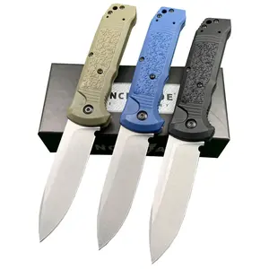 4400BK Casbah Folding Knives D2 Blade Nylon Fiber Handle Convenient Outdoor Tool for Camping Fishing Hiking, EDC Pocket Knife Button Side