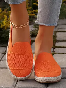 Women's Plain Straw Woven Loafers, Breathable Lightweight Daily Flat Shoes, Comfortable Casual Footwear for Women