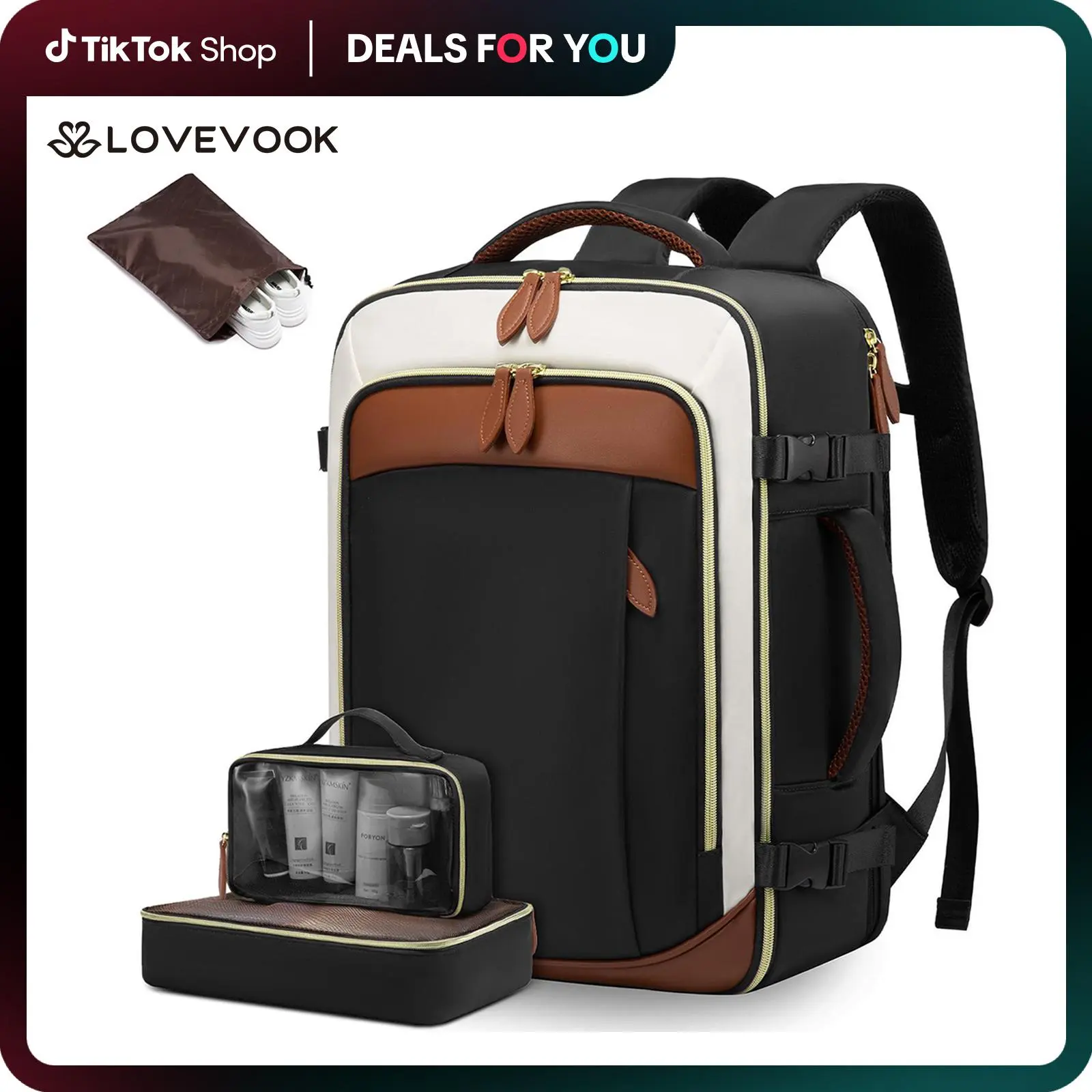 LOVEVOOK TikTokShopBacktoSchool TSA-Friendly Travel Backpack with Storage Bag and Toiletry Bag - Fits 17-Inch Laptop, for Hiking, Overnight, Weekend Trips and Business Travel - TikTok Shop LOVEVOOK TikTokShopBacktoSchool TSA-Friendly Travel Backpack with Storage Bag and Toiletry Bag - Fits 17-Inch Laptop, for Hiking, Overnight, Weekend Trips and Business Travel - TikTok Shop