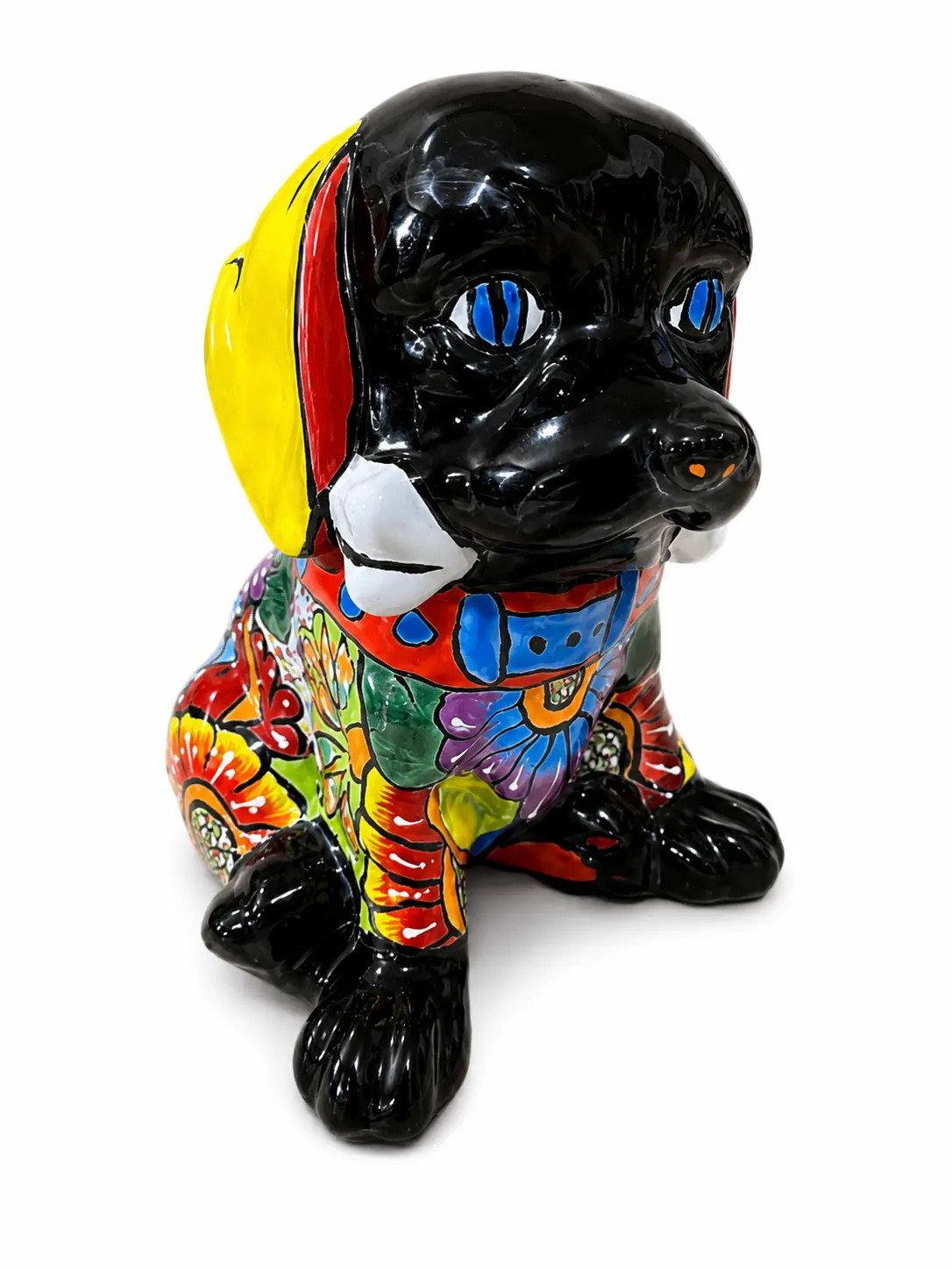 Handmade Talavera Puppy Figurine | Colorful Mexican Ceramic Dog Statue | Hand Painted Folk Art Home Decor