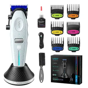 VGR VGR887C Professional Hair Clipper for Men, Cordless Rechargeable Electric Trimmer with 2500mAh Battery (250min Use), 6-Speed Adjustable 7200-9000 RPM, Ceramic & Metal Injection Blades