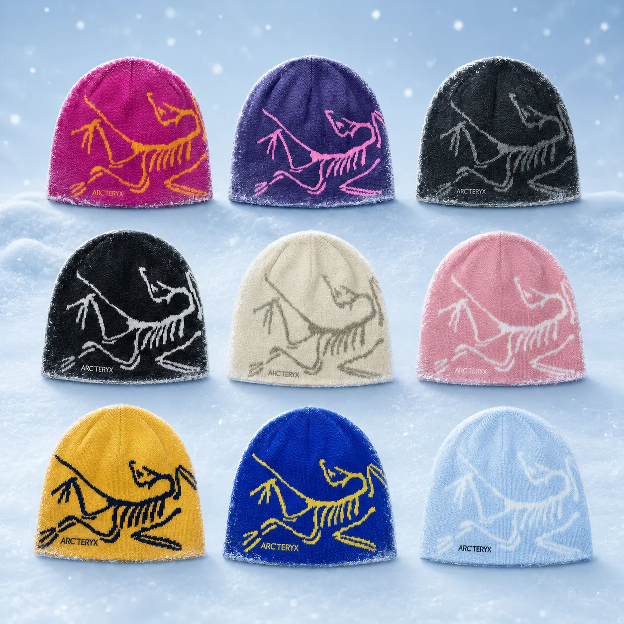 Arc'teryx Bird Head Toque - Falling Snow - Frozen Legacy - classic unisex winter beanie, breathable, comfortable blend of wool and recycled polyester, skiing, snowboarding, climbing  & Outdoor Wear