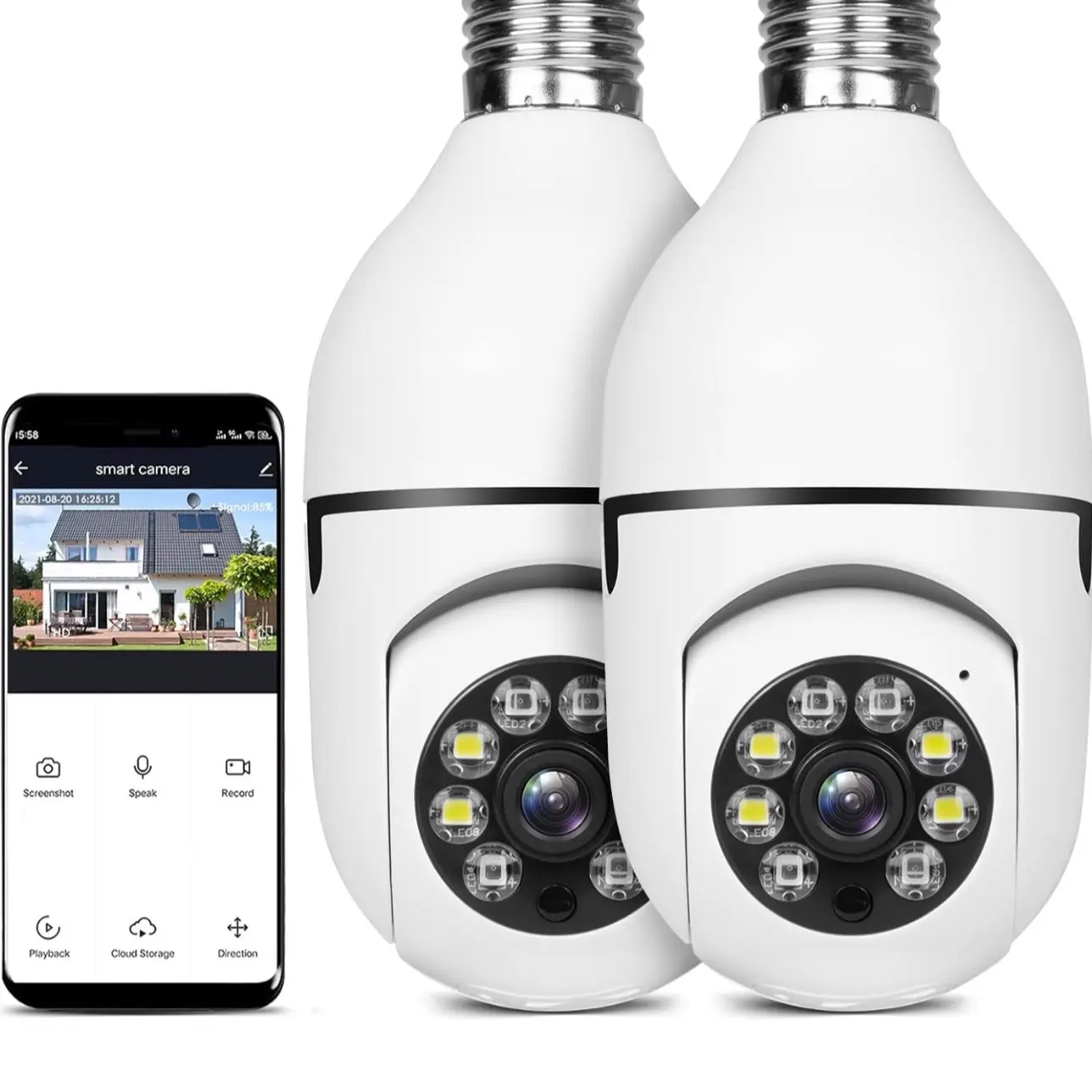 2Pcs Wireless Security 360° 1080P IP E27 Light Bulb Camera Wi-Fi IR Night Smart
