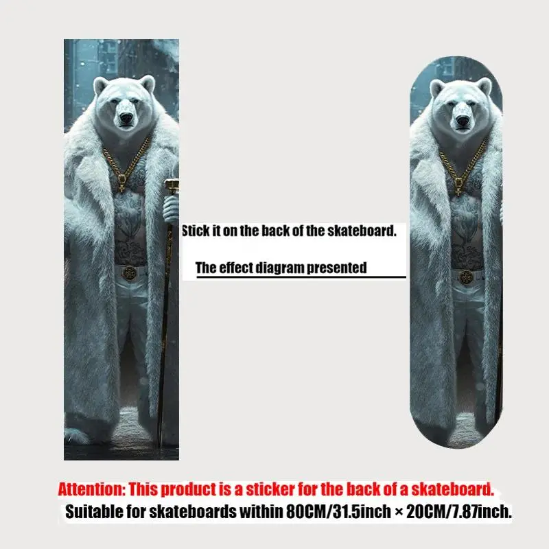 1 Flat "Domineering White Bear Boss" Retro Skateboard Sticker for Shuangfuchang Skateboard, Scooter Sticker, Cool Sports