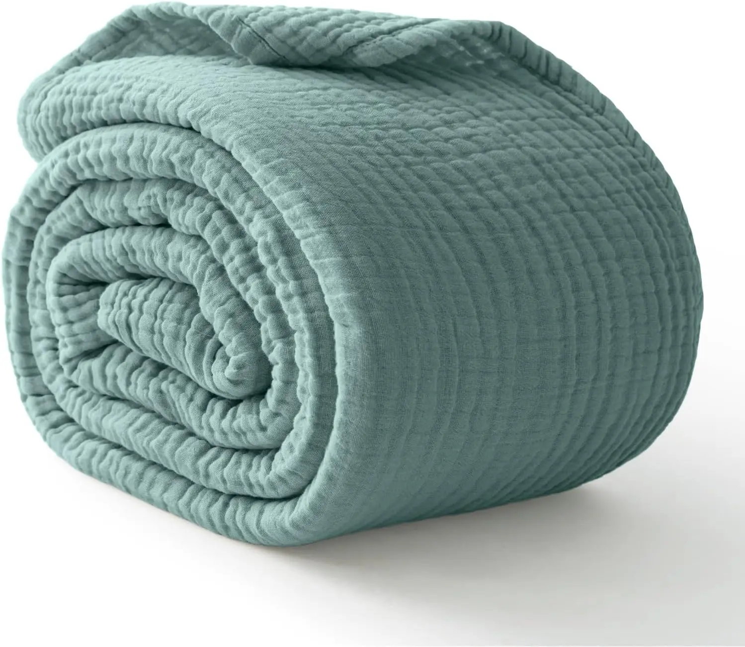 100% Cotton Muslin Blanket Large 50" x 70", 6 Breathable and Lightweight Cotton Throw Blanket for Bed and Couch, Soft Bedspread, Gauze Blanket for Adults All Season, Teal