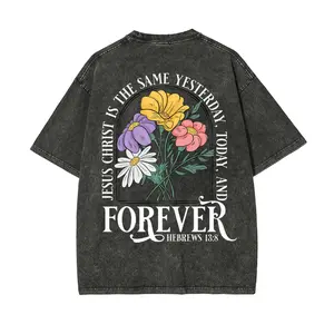 Forever Hebrews 13:8 Faith Based Acid Wash T-Shirt, Jesus Christ The Same Yesterday Today Forever Tee , Religious Unisex Spiritual T-Shirt, Valentines Gift Women Shirt, Short Sleeve Cotton Tops