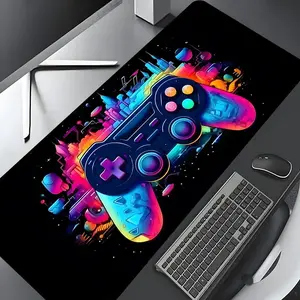 Gamepad Pattern Mouse Pad, Large Gaming Mouse Pad, Aesthetic Desktop Decoration Protective Pad, Non-slip Rubber Pad, Suitable for Laptop, Desktop Computer Games, Gaming Mousepad