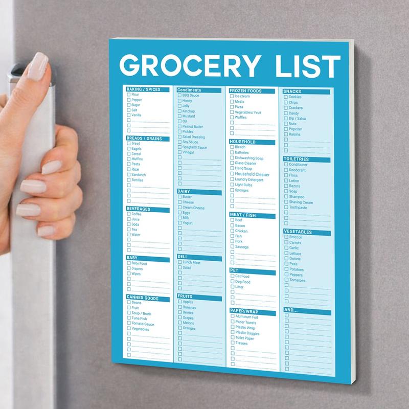 B5 Fridge Magnet Grocery List Board, Magnetic Shopping Checklist Pad, Home Purchase Classification Record Stickers