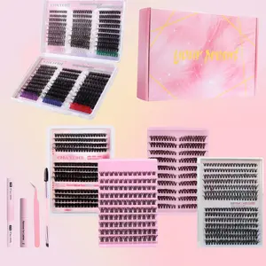5 boxes of clustered eyelash natural micro blink set, Eyelash Cluster Kit, 5 styles of colorful eyelashes invisible, light, soft, natural, fine, soft, waterproof false eyelashes, easy to apply, eyelash extension