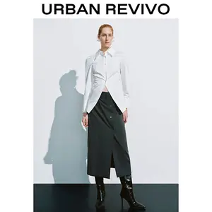 URBAN REVIVO Button Up Skater Shirt  UWG240215 Casual Outfit 2025 Women Clothing Girl Elegant Fashion Trendy and Versatile OOTD Blouse Long Sleeve