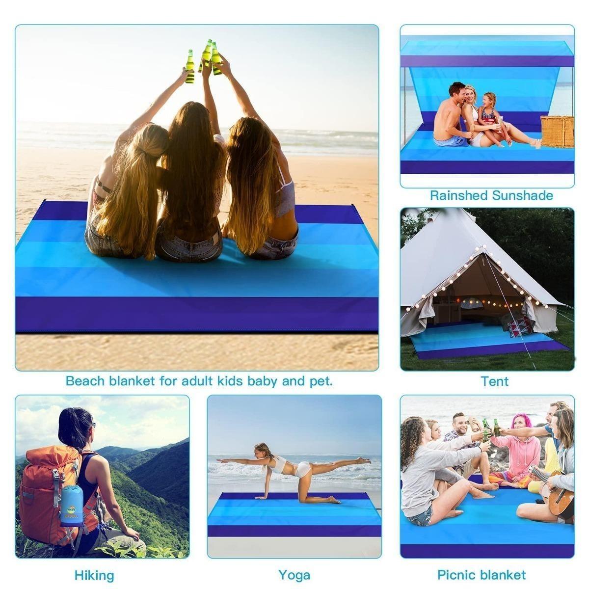 Waterproof Picnic Blanket Outdoor Camping Mat Foldable Beach Mat Pocket Size Portable Travel Ground Sheet for Lawn Park Hiking