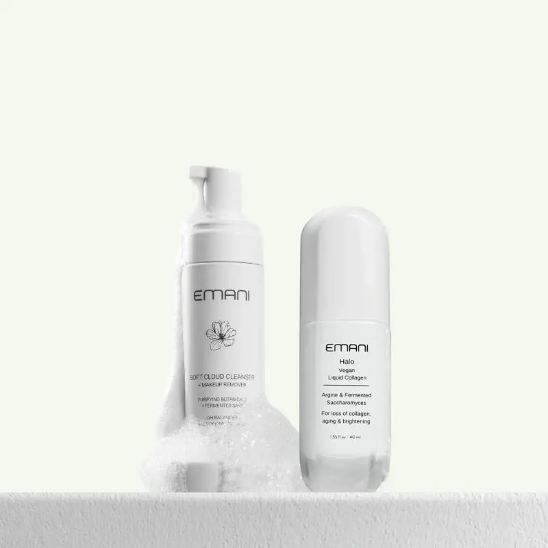 Skin Rewind Duo Gentle Foam Exfoliate Cleanser + Intensive Collagen Serum for Discoloration and Aging Skin.