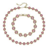 Czech Crystal Necklace and Bracelet Set in Pink