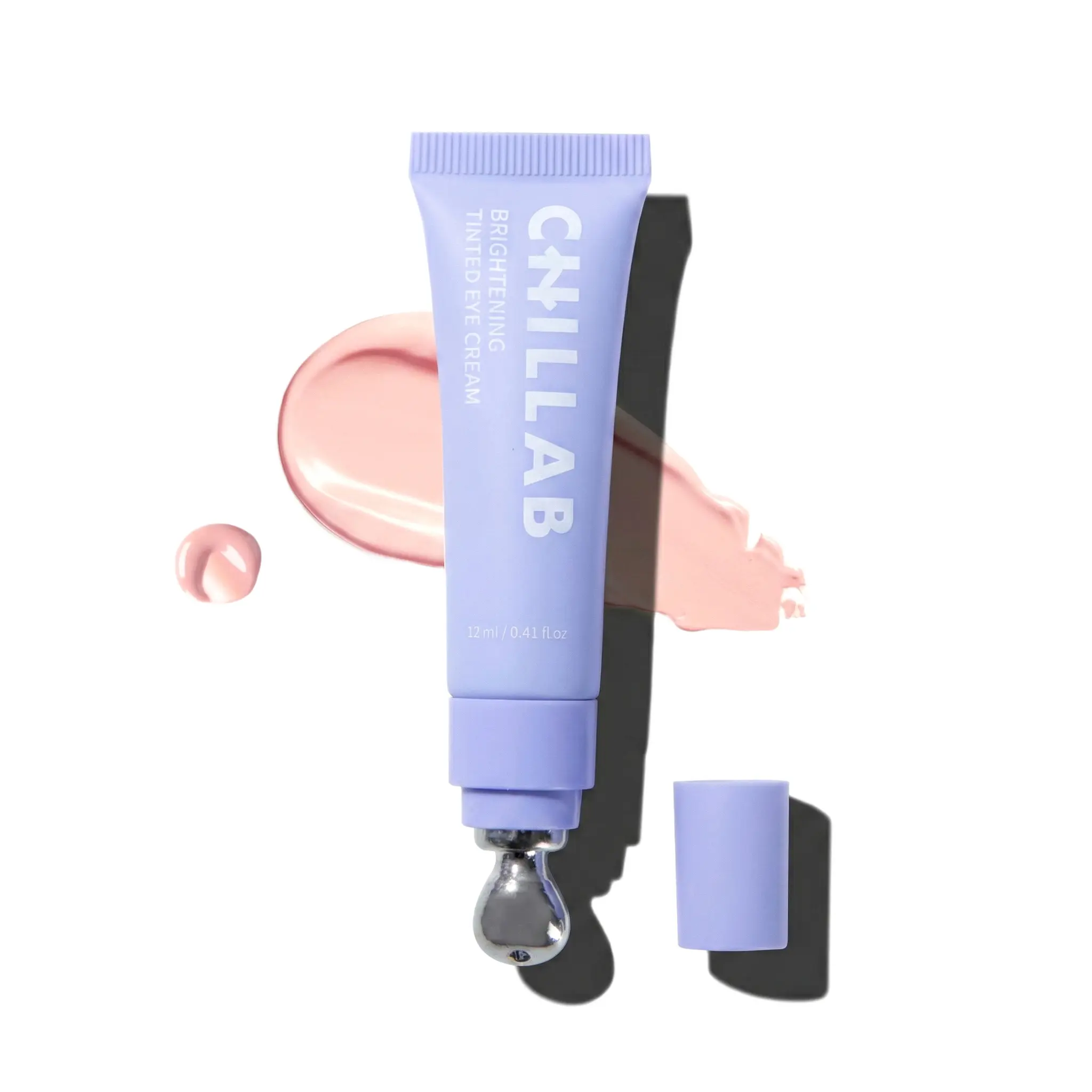 Chillab Brightening Tinted Eye Cream with Cooling Metal Applicator Hydrating Under Eye Cream with Peptides Hyaluronic Acid and Caffeine