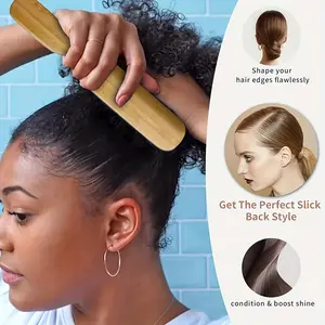 Professional Hard Bristle Hair Comb for Men and Women, Edge Smoothing Brush, Anti-Frizz Beard and Hair Styling Tool, Salon-Grade Portable Comb