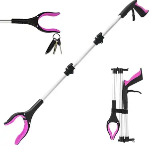 Grabber Reacher Tool for Seniors 36" Foldable with Anti-Slip 360° Rotating Jaw & Magnet Pink 36Inch Heavy-Duty Performance Lightweight Aluminum Alloy 1 Pack