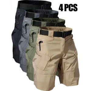 4pcs Men'S Tactical Shorts Lightweight Breathble Cargo Shorts for Outdoor Casual Military Hiking Work Shorts Workout Shorts with Multi-Pocket (No Belt) gym outfits sweatpantsmen workout sets
