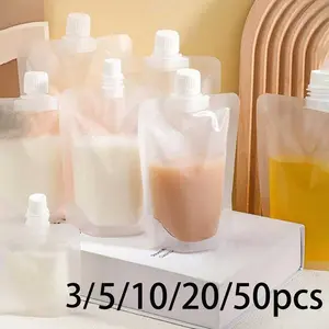 50-500ML Coffee Liquid Packaging Bag, Portable Drink Bag, Juice Bag, Leak-Proof Transparent Straw Bag, Reusable Sealed Container, Waterproof Pouch