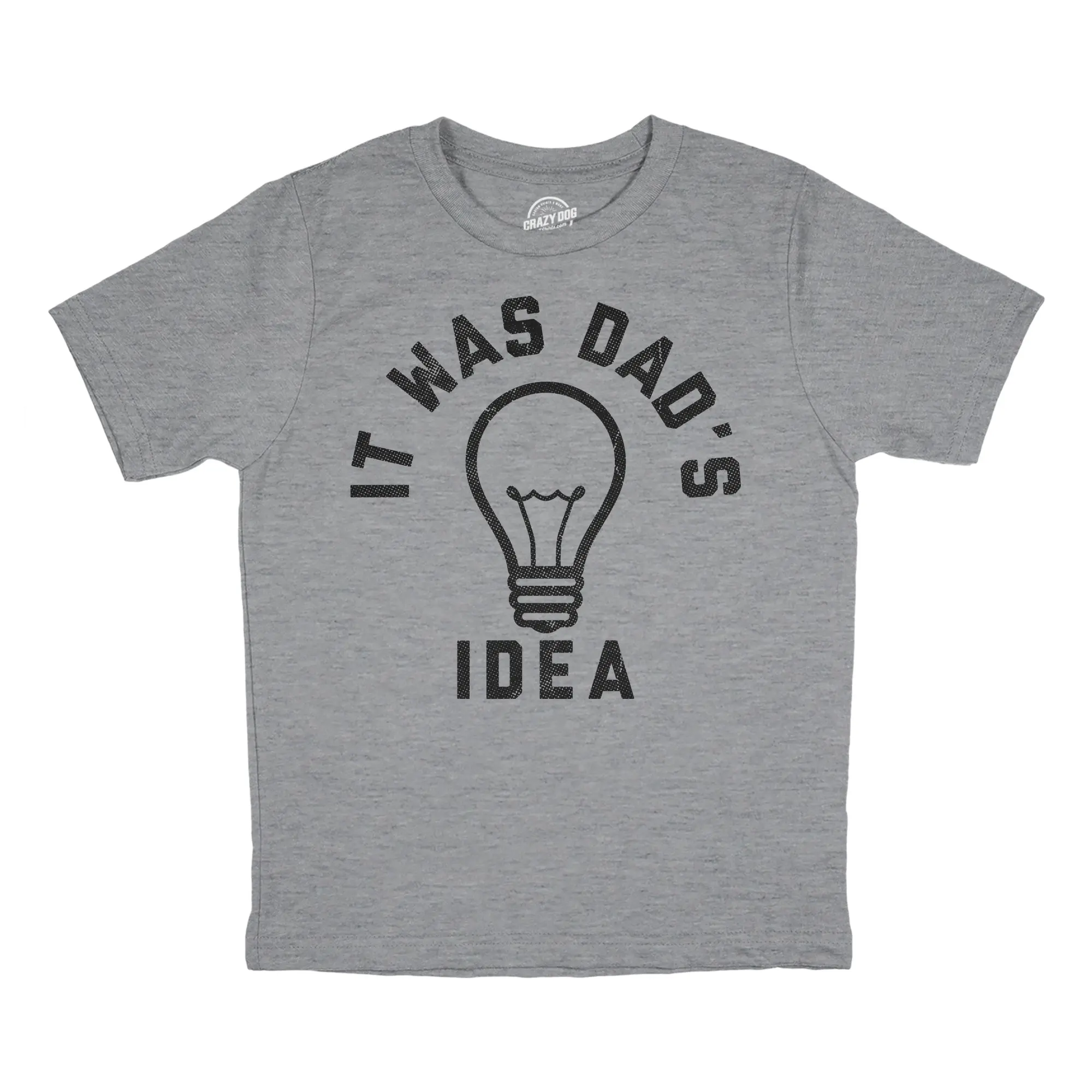 Youth Funny T Shirts Sarcastic It Was Dads Idea Graphic Novelty Tee for Kids Funny T Shirts Funny Sarcastic Short Sleeve Novelty Tees for Kids Light Grey