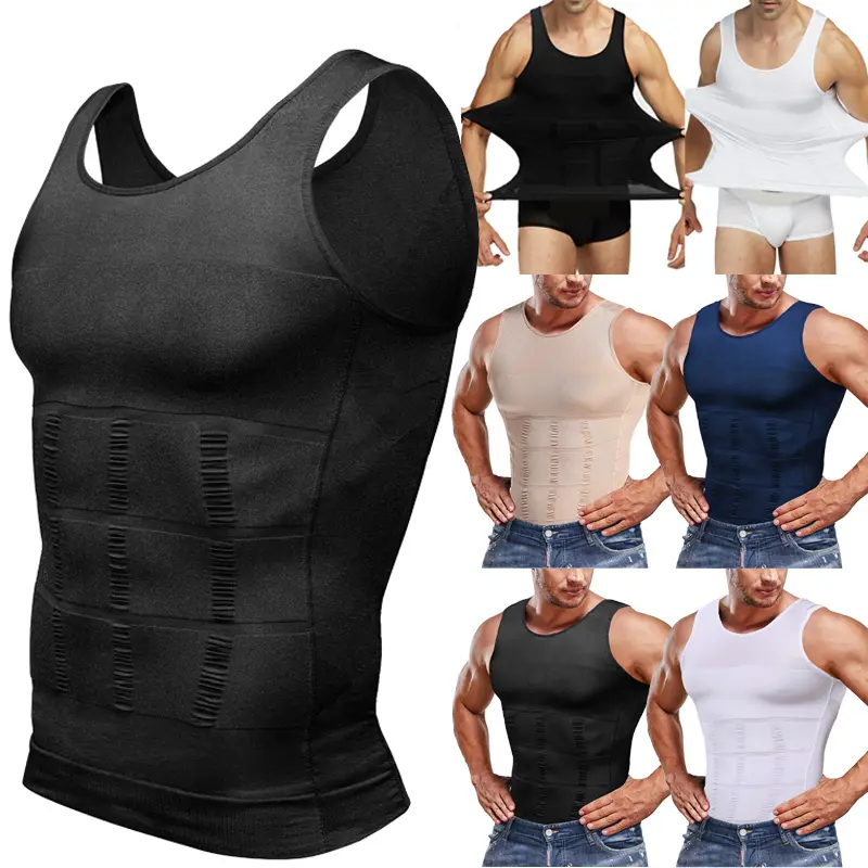 Men's Breathable Compression Tank Top, Seamless Body Shaper Undershirt with Tummy Control for Slimming & Workout, Compression Shirts, Men's Compression Shirts