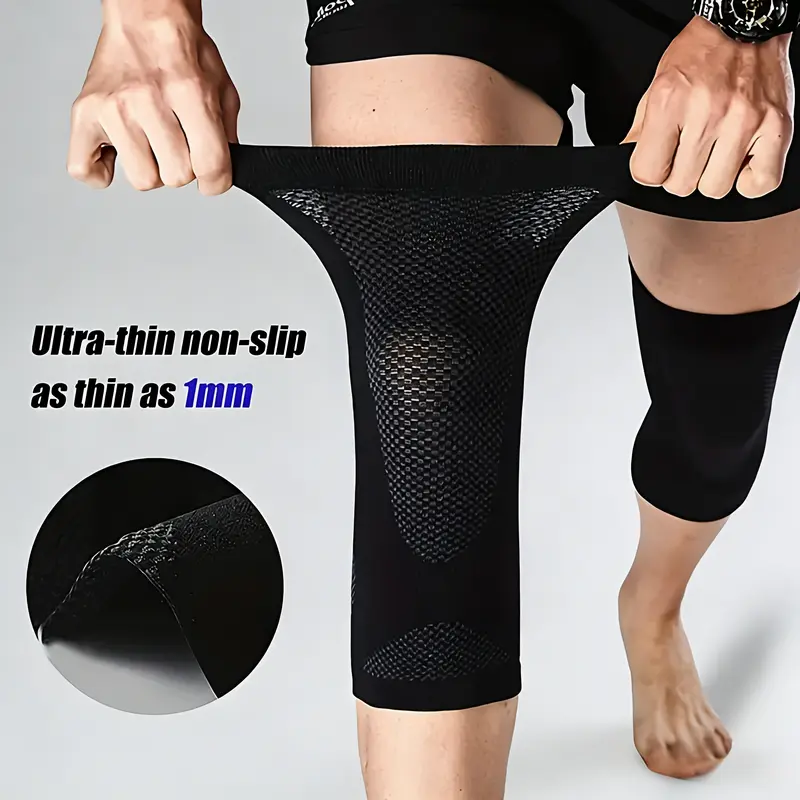 Unisex Knee Support Brace (1 Pair) - Breathable Mesh, Ultra-Thin, Seamless, Invisible, Lightweight Compression Garment Protective Gear for Adults, Running/Cycling, Active Recovery, Meniscus & Knee Cap Band Support, Meniscus Support