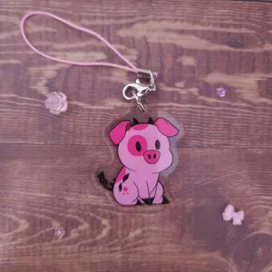 Acrylic Keychain Fat Nuggets Hazbin Hotel Double sided 1 in double boarded pink phone strap