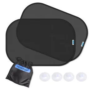 PEMOTech Car Window Shades for Baby【8 Suction Cups & Static Cling】 2 Pack-21"x14" Side Window Cover for Child,Certified Sunshades for Kids to Block 99.9% UVR, Sun Shade Universal Fit Most of Cars