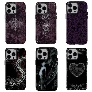 Dark Gothic Style Phone Case | Retro Pattern Drop Protection | Durable | Perfect gift for iPhone 17/16/15/14/13/12/11 Pro Max/Plus and Samsung Galaxy S23FE/22/23/24/25 phones, suitable for both men and women.