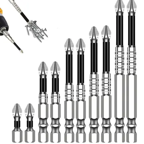 K5 Impact-Resistant Non-Slip High-Magnetic PH2 Impact Driver Bit Set - Universal Tile Drill Kit, Hardware, Screwdrivers, DIY Enthusiasts Power Tool Add-Ons