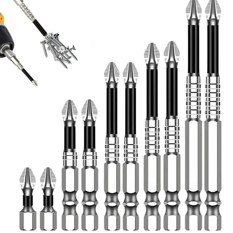 K5 Impact-Resistant Non-Slip High-Magnetic PH2 Impact Driver Bit Set - Universal Tile Drill Kit, Hardware, Screwdrivers, DIY Enthusiasts Power Tool Add-Ons
