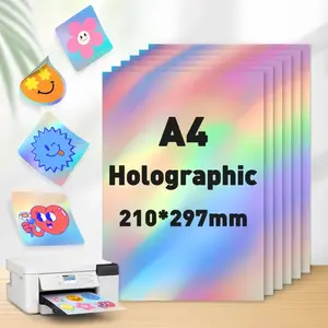 A4 Holographic Print Stickers, Matte & Glossy Surface, Inkjet Printer Compatible, Vinyl Paper Included, Ideal for DIY Photography Cards