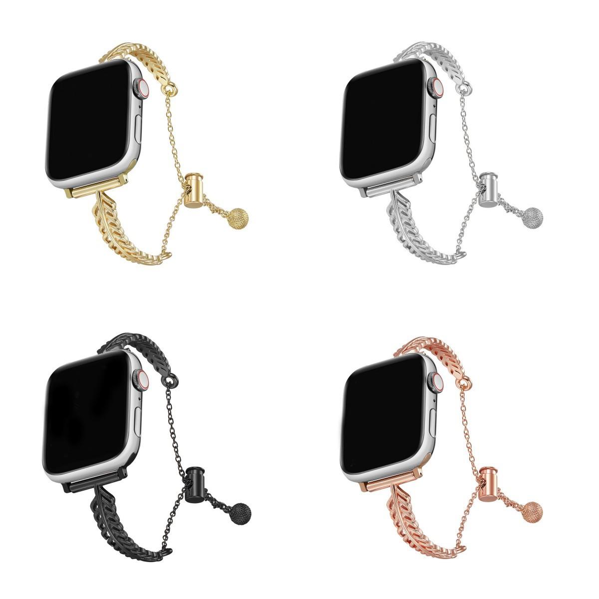 OEM Adjustable Metal Feather-Link Apple Watch Band, Compatible with Series 2/4/6/8, Stylish Lightweight Bracelet Strap for Everyday & Spring Wear