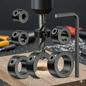 8-Piece Woodworking Drill Guide Jig Kit with Depth Stop Collars for 3-16mm Bits | Precise Positioning & Depth Control | Essential for DIY Projects and Professional Carpentry