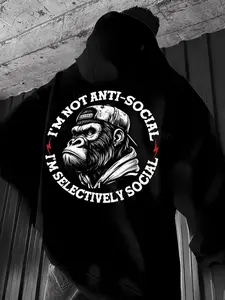 I’m Not Anti-Social I’m Selectively Social Gorilla Print Men's T-Shirt, Hoodie and Crewneck Sweatshirt, Funny Graphic Shirt, Streetwear Dark Humor